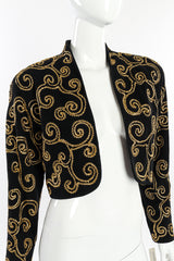 Suede Ribbon Swirl Bolero Jacket by Vakko on mannequin close front @recessla