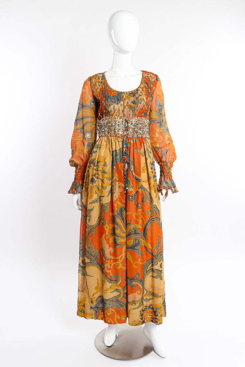 Vintage Valentina Shirred Sequin Maxi Dress front view on mannequin @recessla