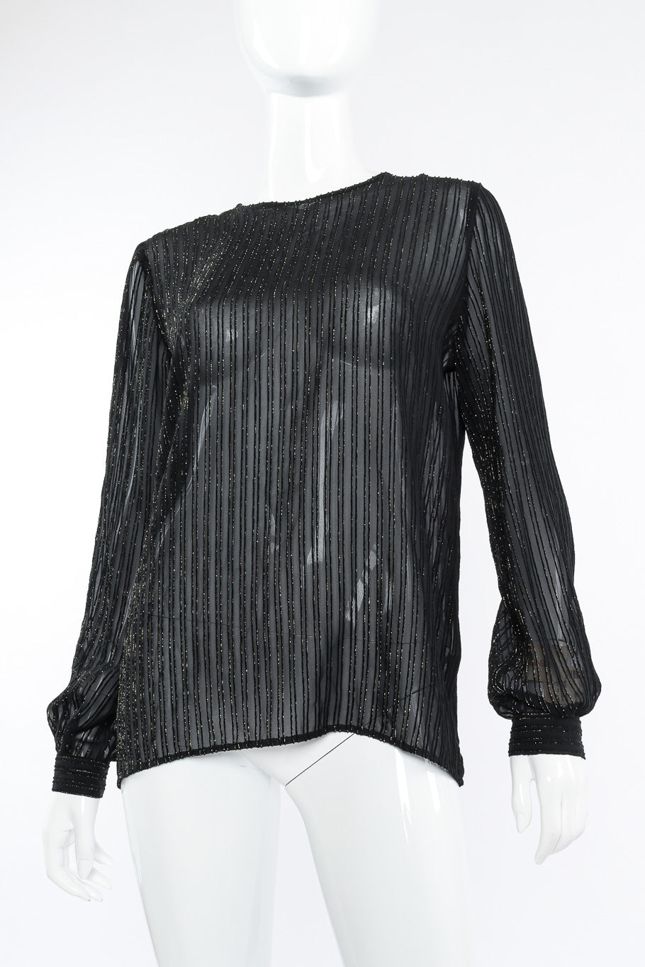 Valentino sheer lamé stripe blouse on mannequin @recessla
