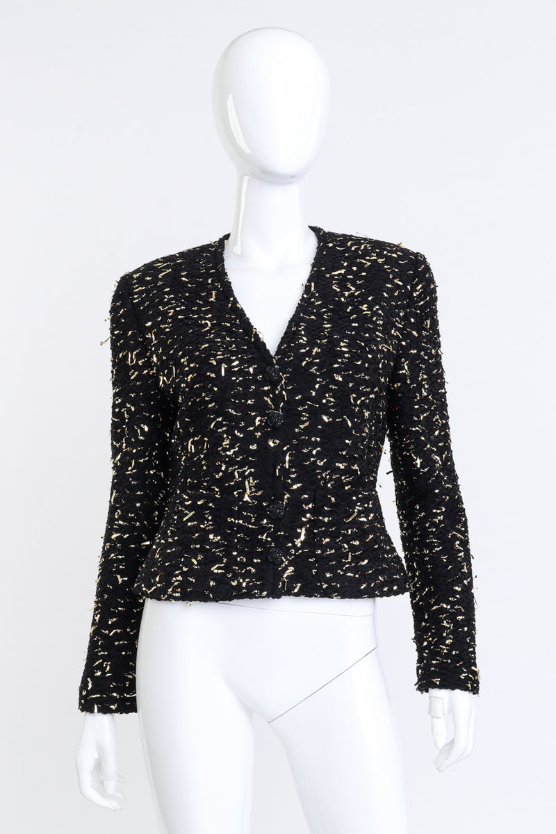 Vintage Valentino Night Tinsel Textured Jacket front on mannequin @recess la