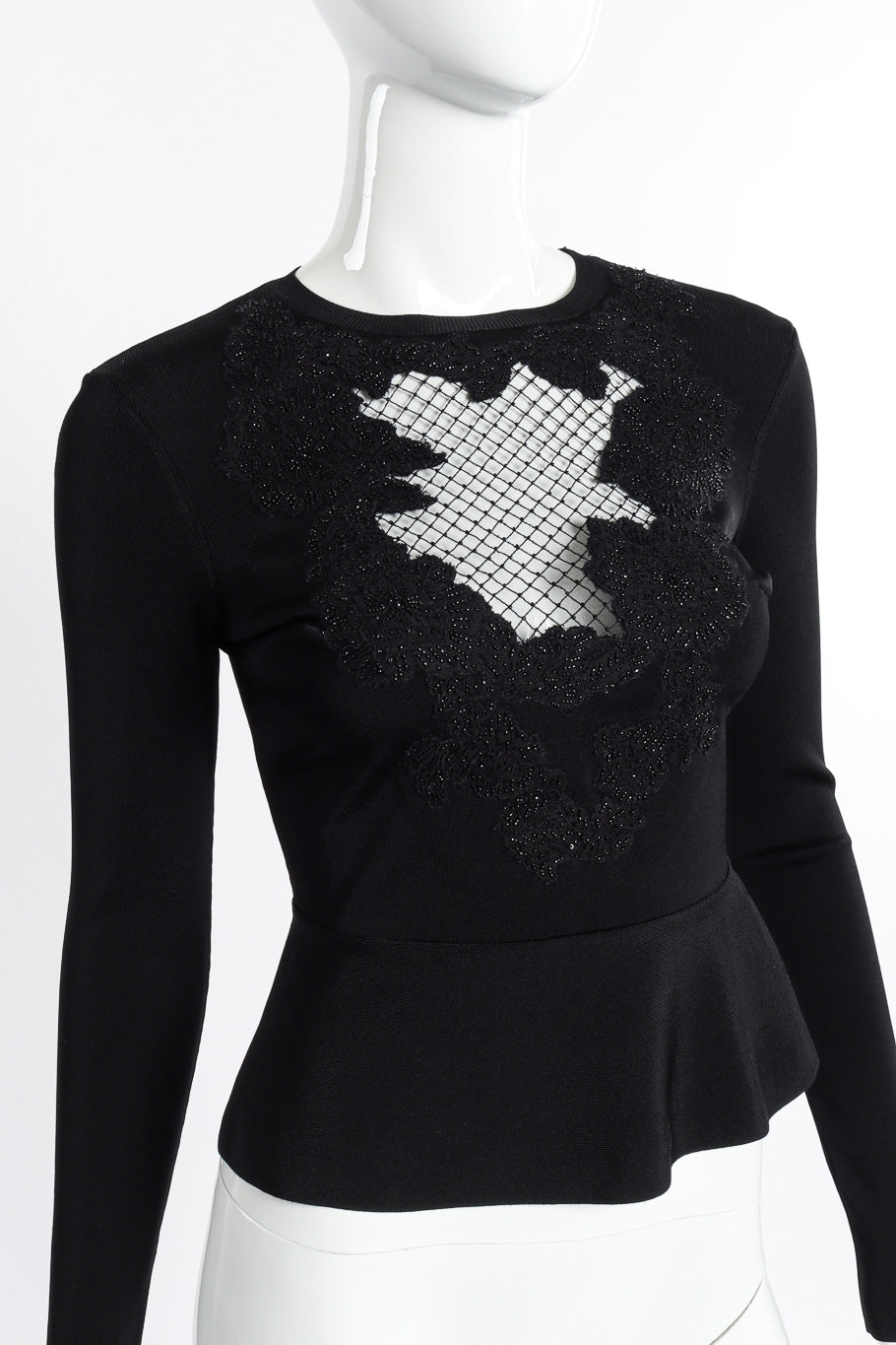 Valentino Beaded Fishnet Knit Top front on mannequin closeup @recessla