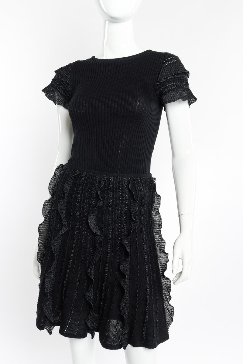 Ribbed Ruffle Knit Top & Skirt Set by Valentino on mannequin front close @recessla