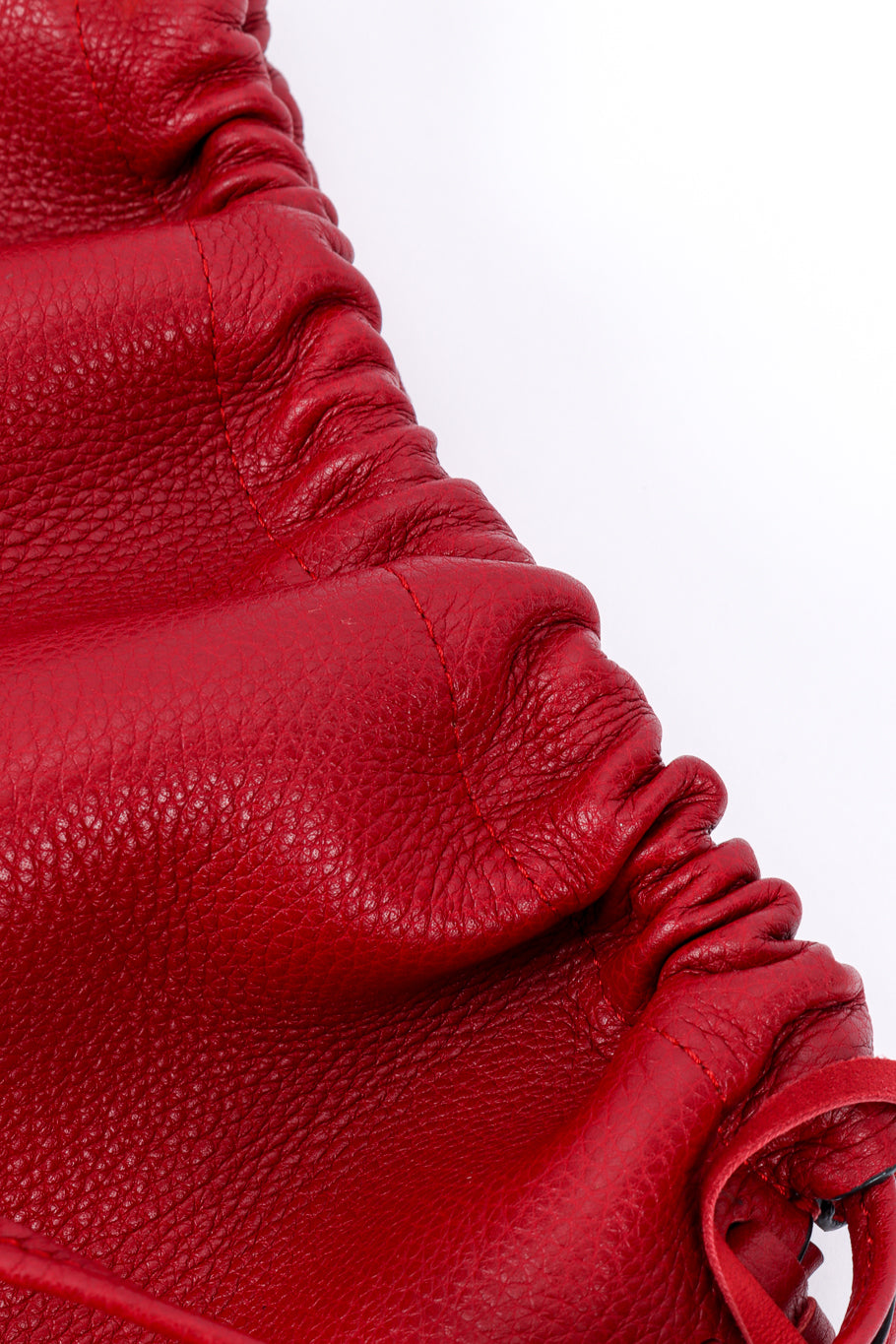 Garavani 'C-Rockee' Fringed Leather Backpack by Valentino drawstring casing close @recessla