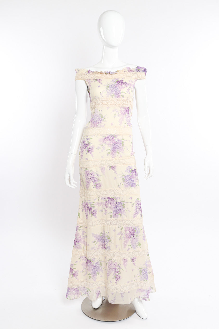 Vintage Valentino Floral Lace Maxi Dress front view on mannequin @Recessla