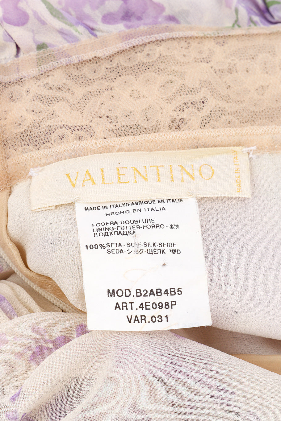 Vintage Valentino Floral Lace Maxi Dress signature label closeup @Recessla
