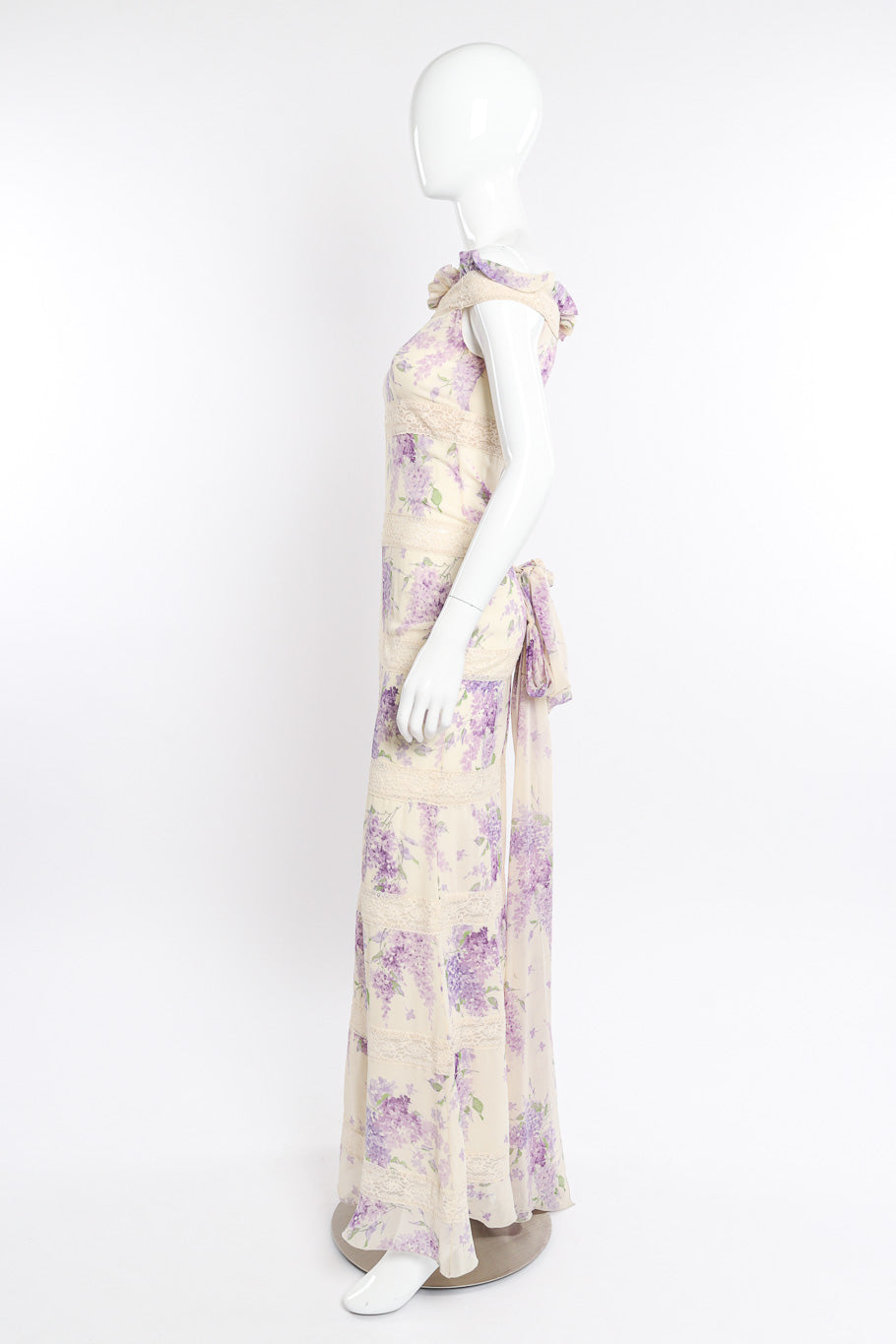 Vintage Valentino Floral Lace Maxi Dress side view on mannequin @Recessla