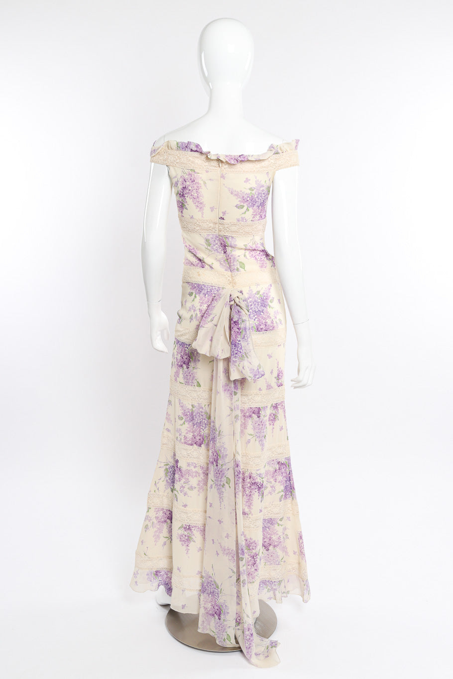 Vintage Valentino Floral Lace Maxi Dress back view on mannequin @Recessla