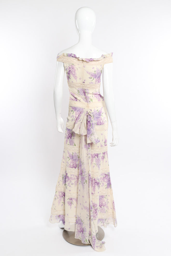 Vintage Valentino Floral Lace Maxi Dress back view on mannequin @Recessla