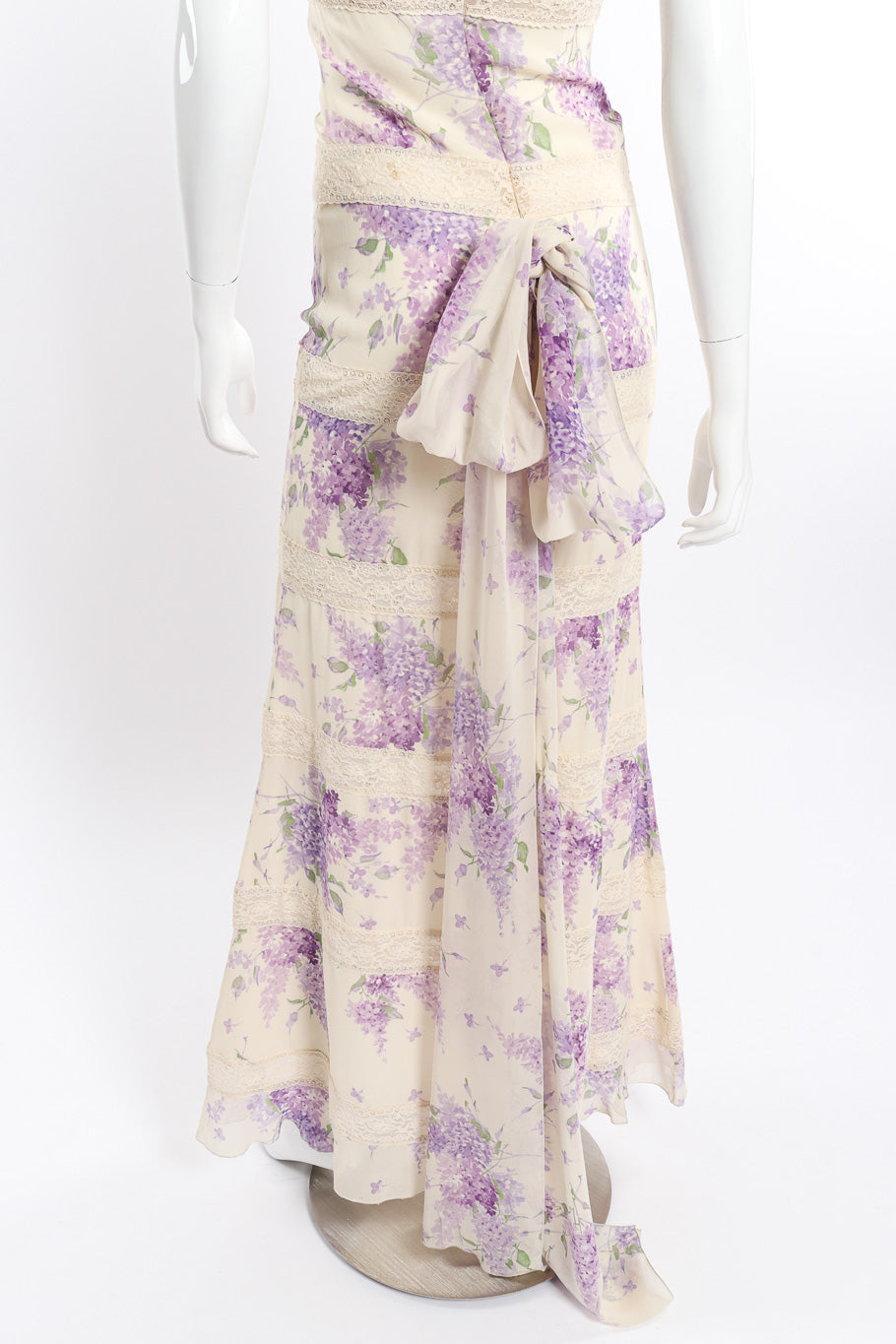 Vintage Valentino Floral Lace Maxi Dress back sash closeup @Recessla
