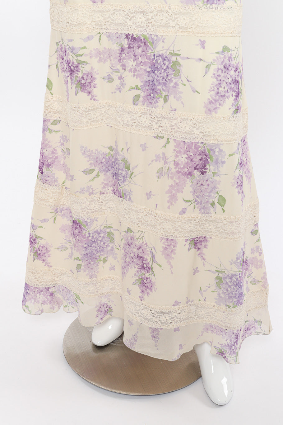 Vintage Valentino Floral Lace Maxi Dress bottom hem closeup @Recessla