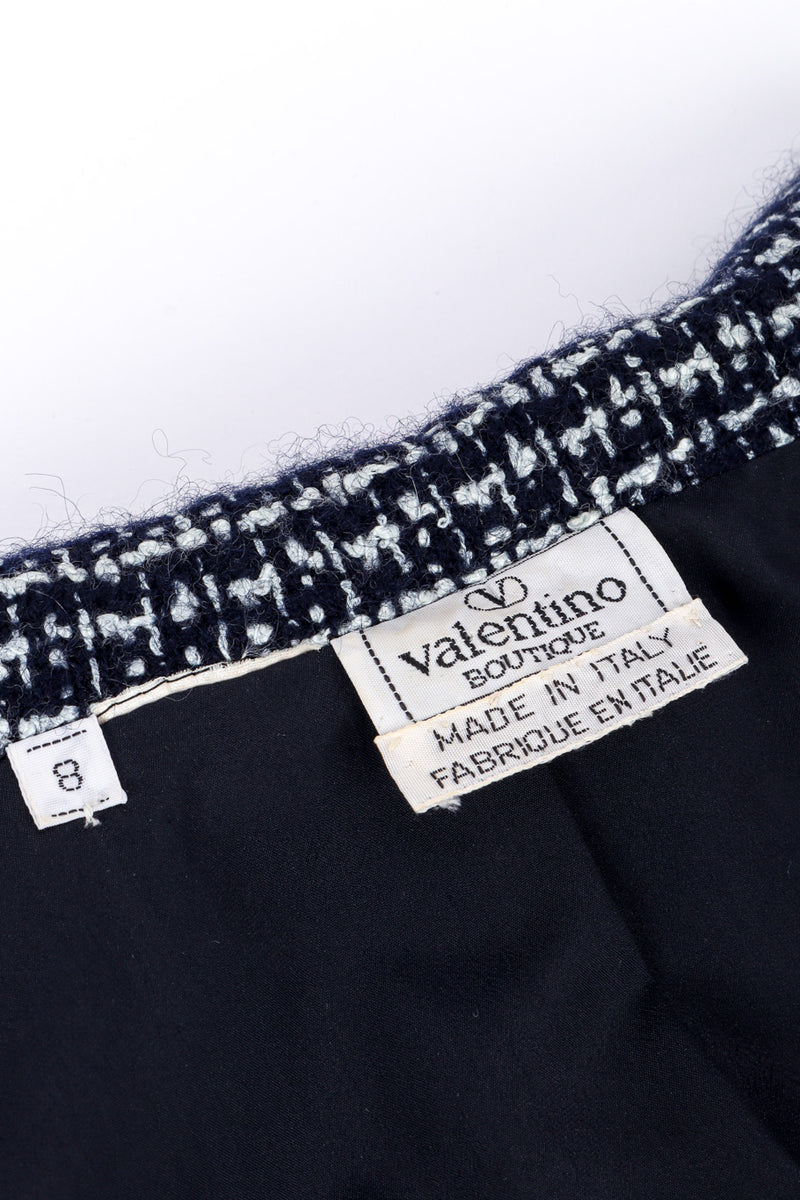 Vintage Valentino Cropped Tweed Bouclé Blazer signature label closeup @recessla