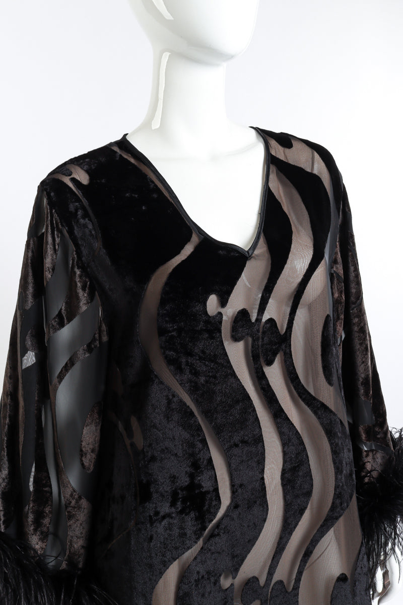 Valentino Feather & Velvet Caftan detail on mannequin @RECESS LA