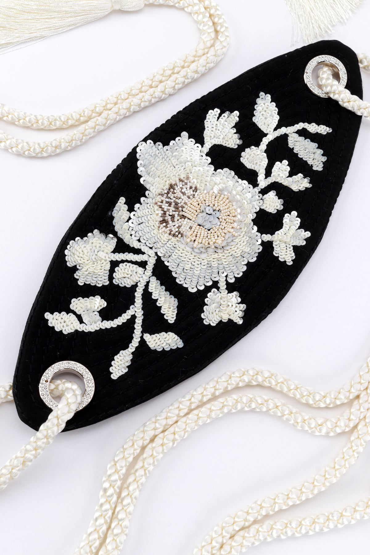 Braided Black and White Beaded Colorful Tassel Waist Belt Artisan Handmade Beaded Braided Rope Belt, Cotton Wrap Waist Tie, Women Dress  main image 3