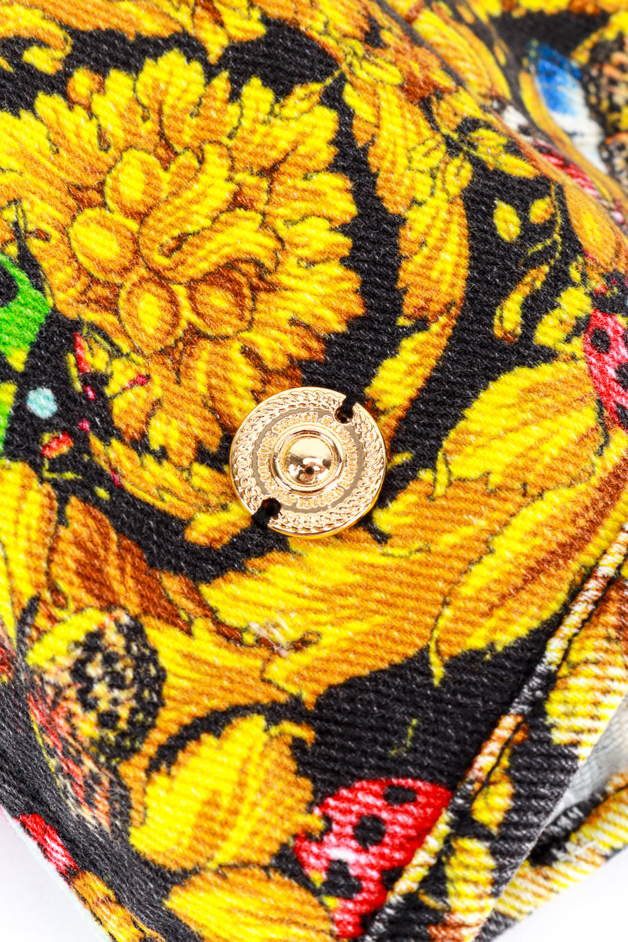 Vintage Versace Jeans Couture Baroque Ladybug Bustier Top medallion closeup @recess la