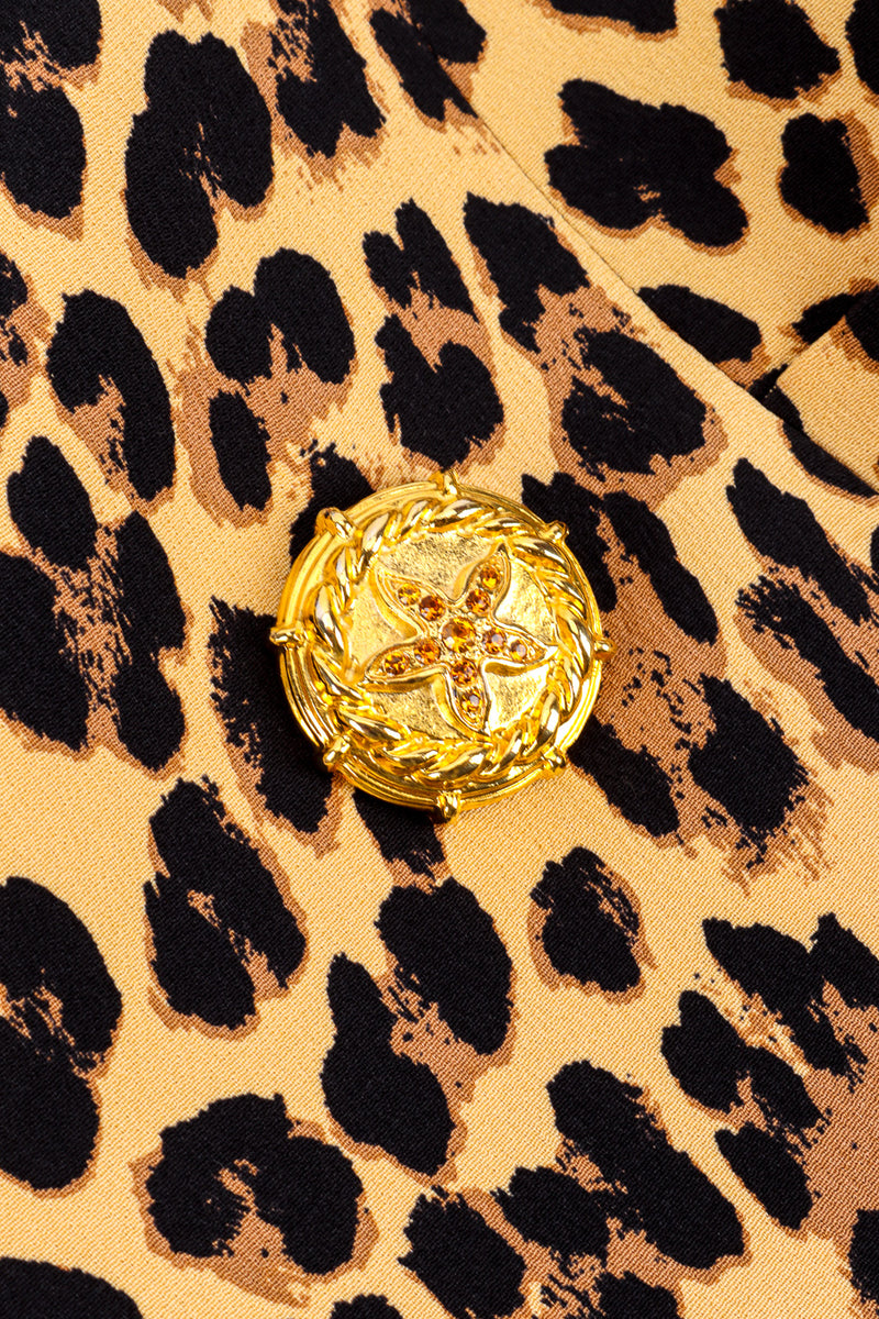 1992 S/S Silk Leopard Print Blazer by Versace button close @recessla