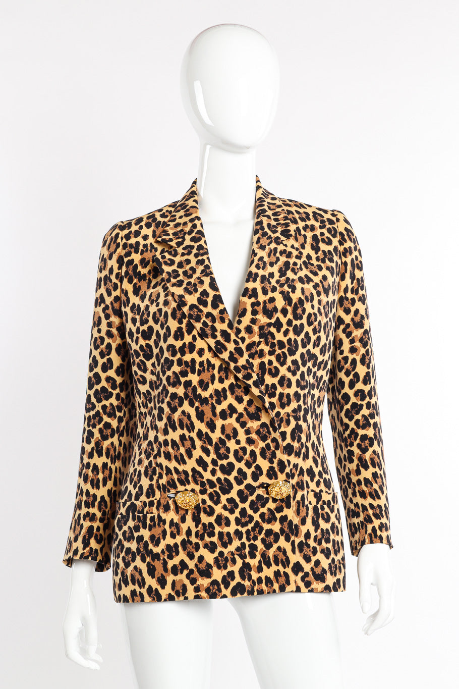 1992 S/S Silk Leopard Print Blazer by Versace on mannequin @recessla