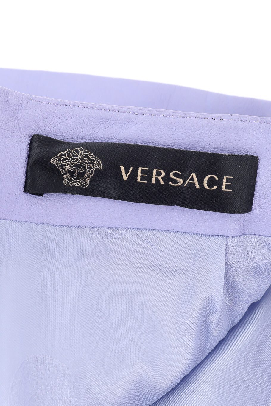 Versace Embossed Leather Pencil Skirt label closeup @Recessla