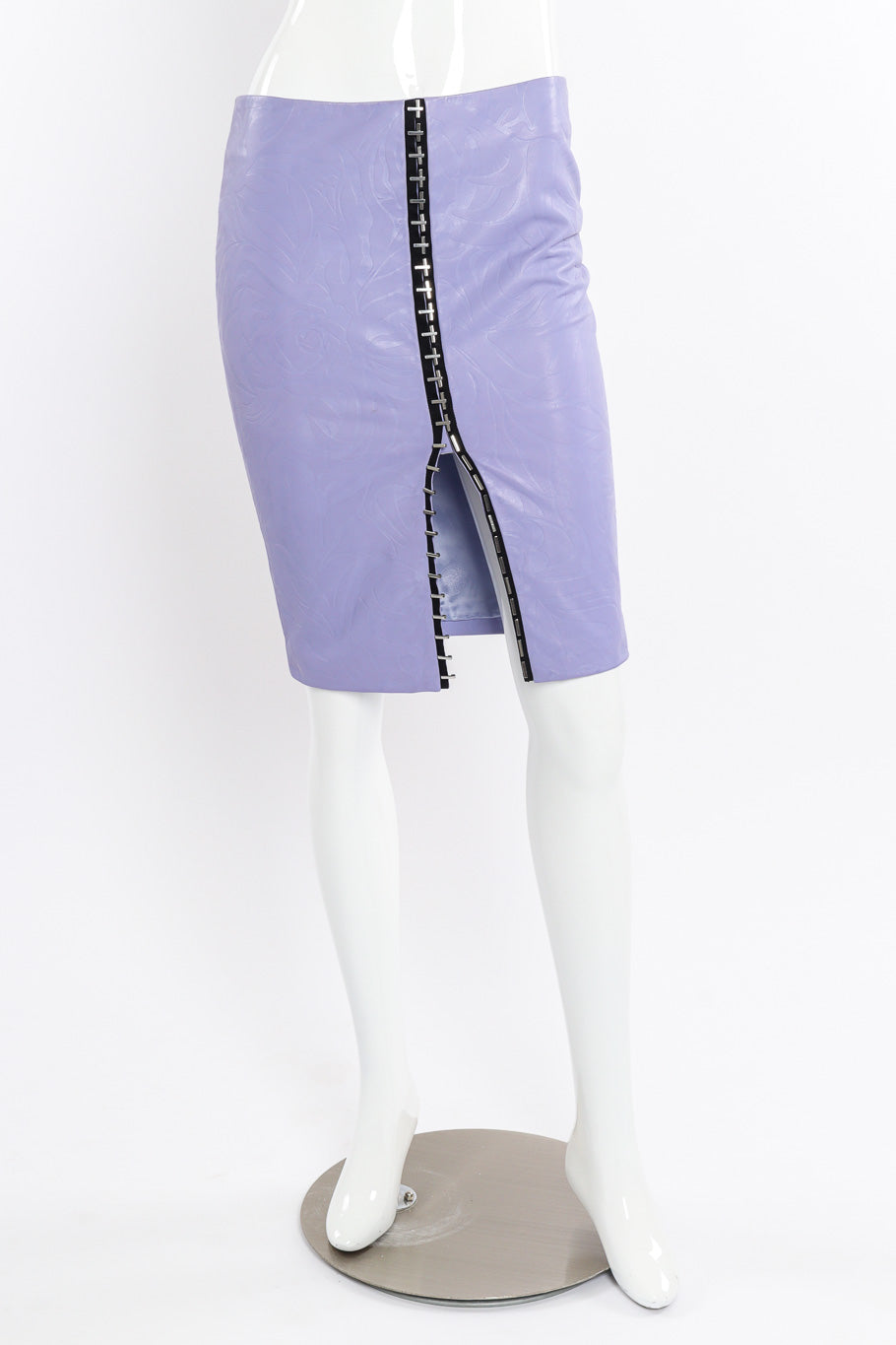 Versace Embossed Leather Pencil Skirt front view on mannequin @Recessla