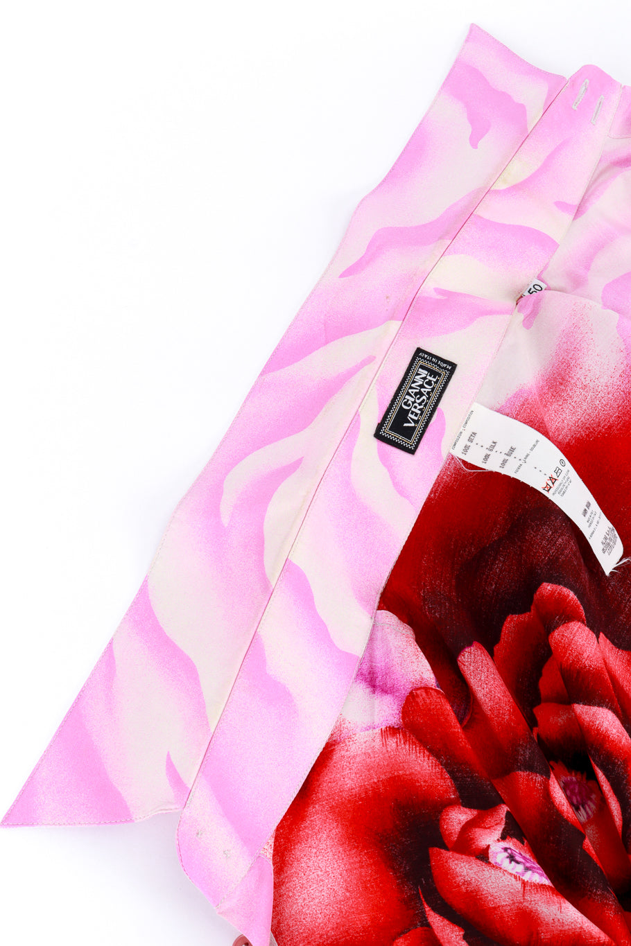 Vintage Versace Rose Print Blouse stains to collar  @RECESS LA