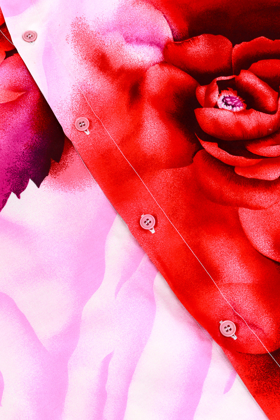 Vintage Versace Rose Print Blouse button detail  @RECESS LA