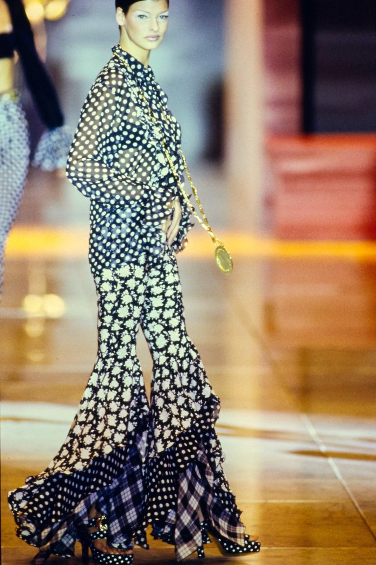 cardigan dress polka dot print on model on 1993 runway 