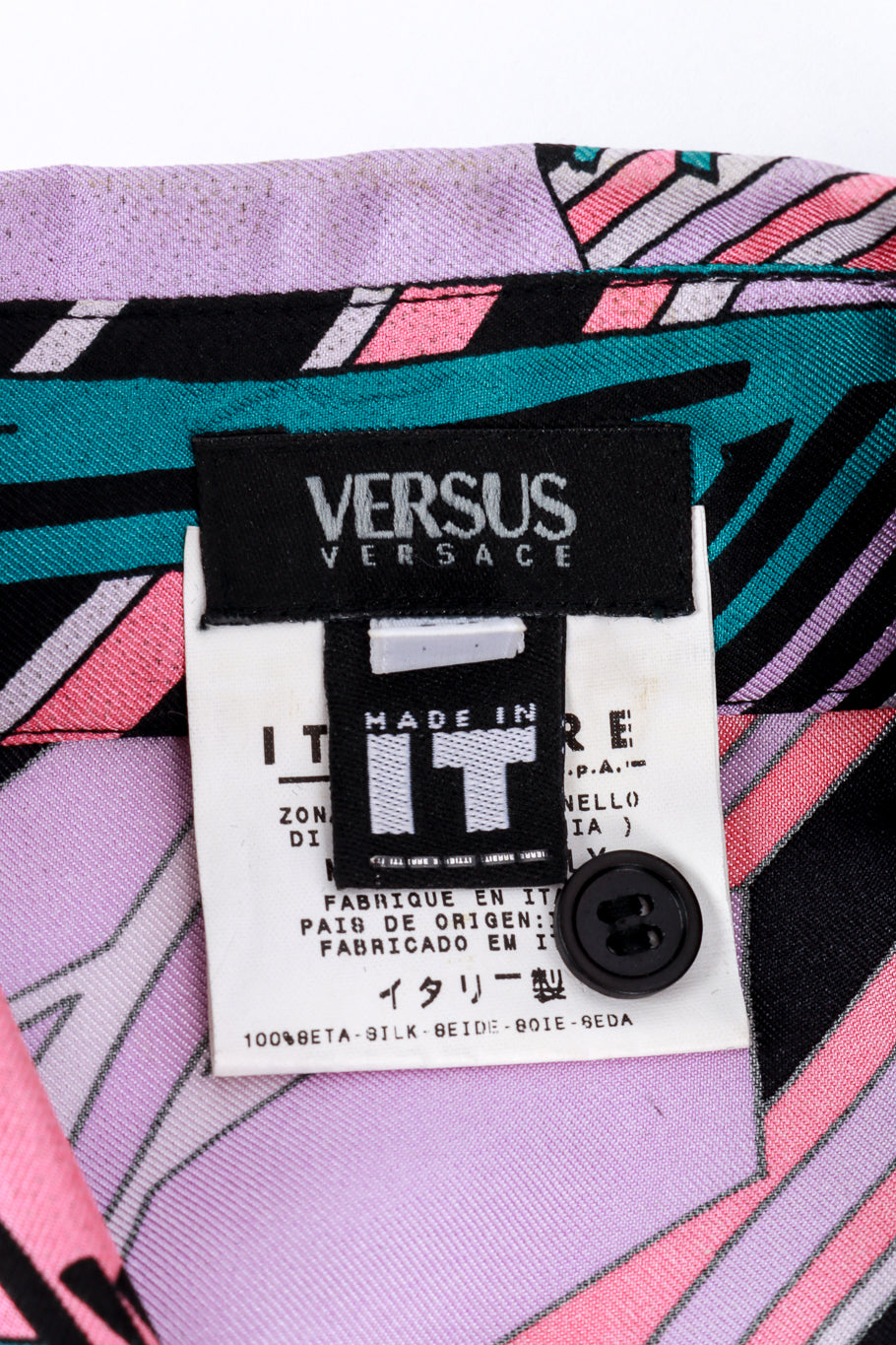 Vintage Versace Zebra Geo Abstract Blouse label detail @RECESS LA