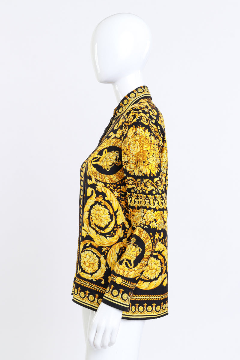 Versace Baroque Crown Silk Button Up side on mannequin @recess la