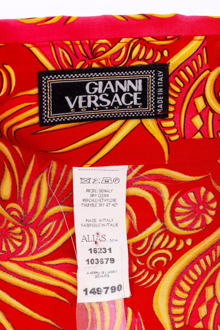 Vintage Versace Filigree Print Blouse label detail @RECESS LA