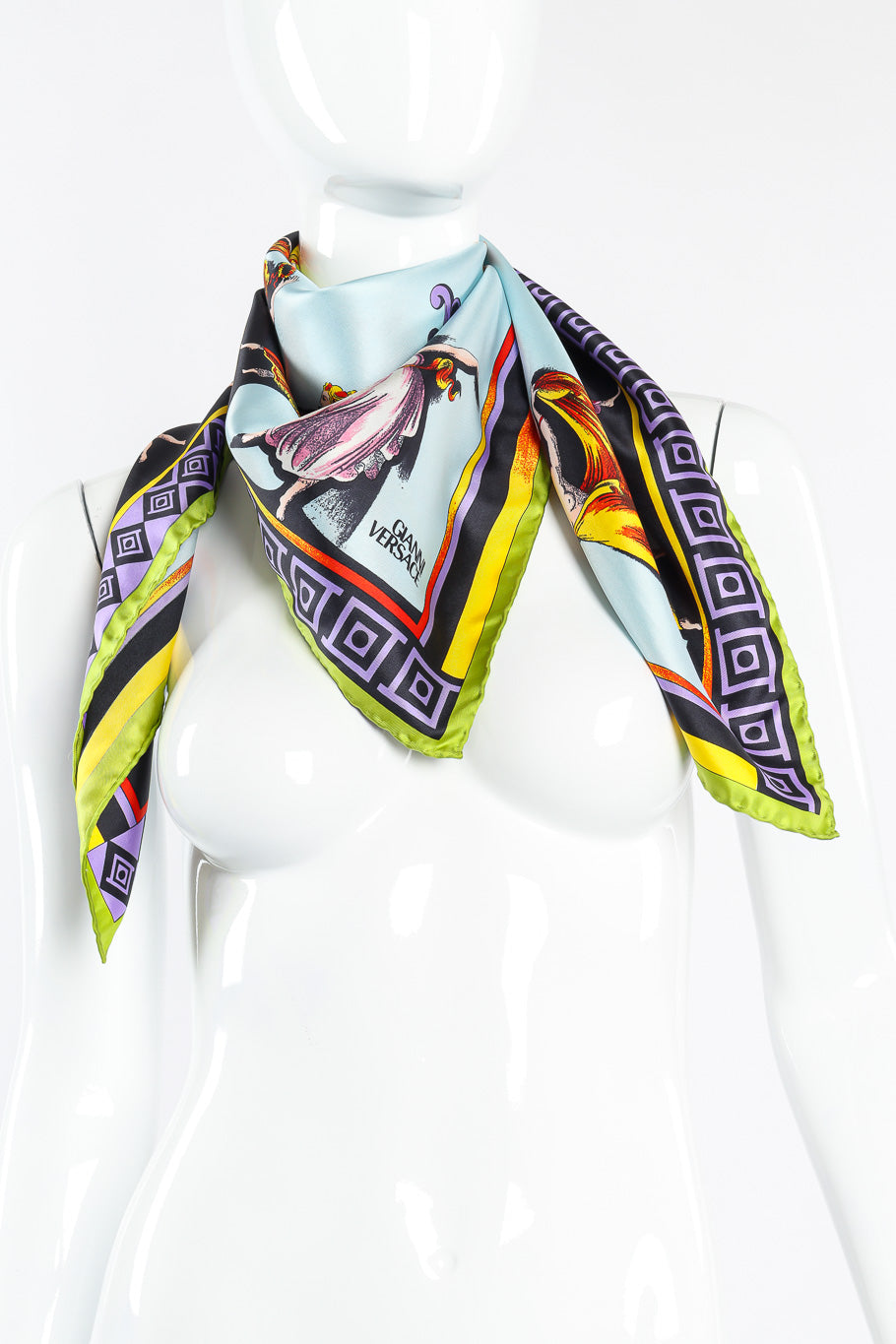 Silk scarf by Gianni Versace around mannequin neck @recessla