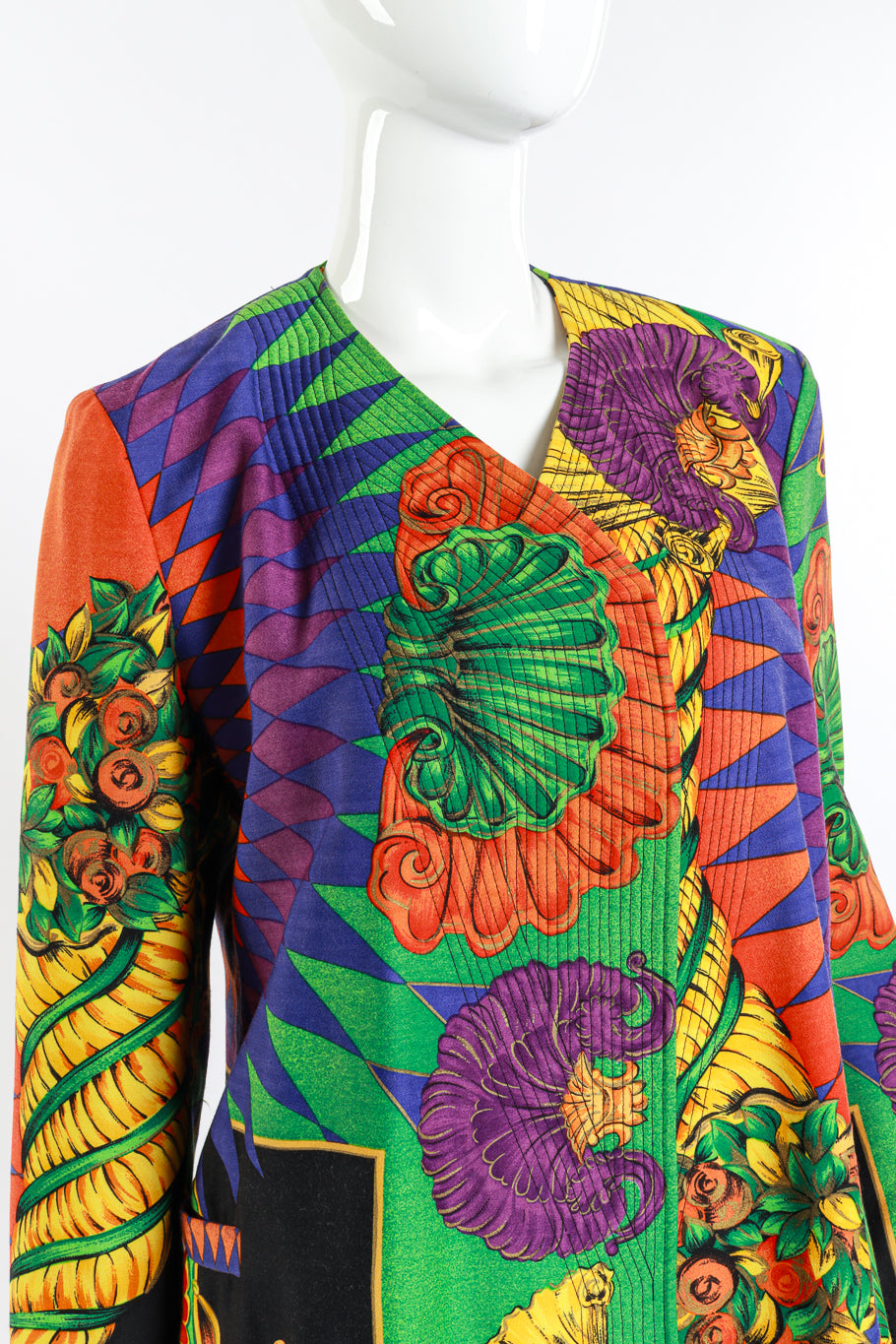 Versace 1991 Cornucopia of Prints Skirt Suit detail mannequin @RECESS LA