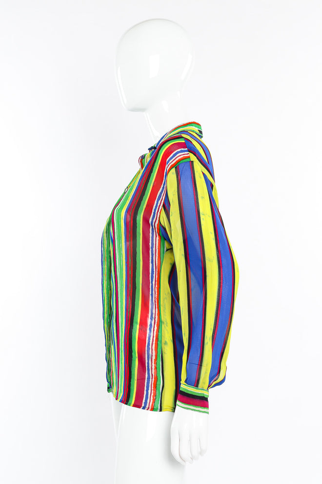 Vintage Versus Versace RYGB Long Sleeve Button Up side view on mannequin @Recessla