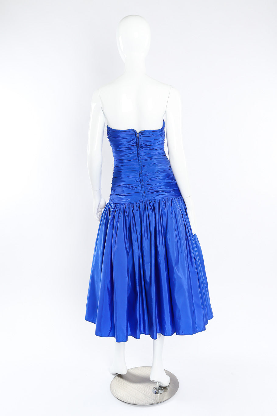 Strapless party dress by Victor Costa on mannequin back full @recessla