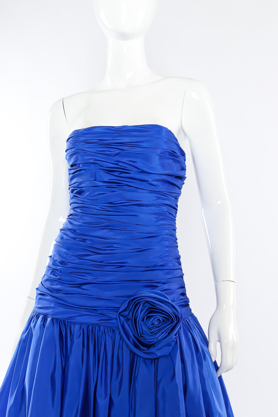 Strapless party dress by Victor Costa on mannequin front close @recessla