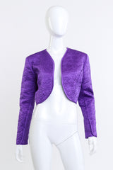 Vintage Victor Costa Swirl Quilted Bolero Jacket front on mannequin @recess la