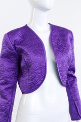 Vintage Victor Costa Swirl Quilted Bolero Jacket front on mannequin closeup @recess la