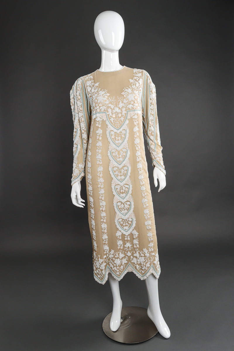 Vintage Floral Beaded Shift Dress Recess Vintage Floral Beaded Shift Dress Recess