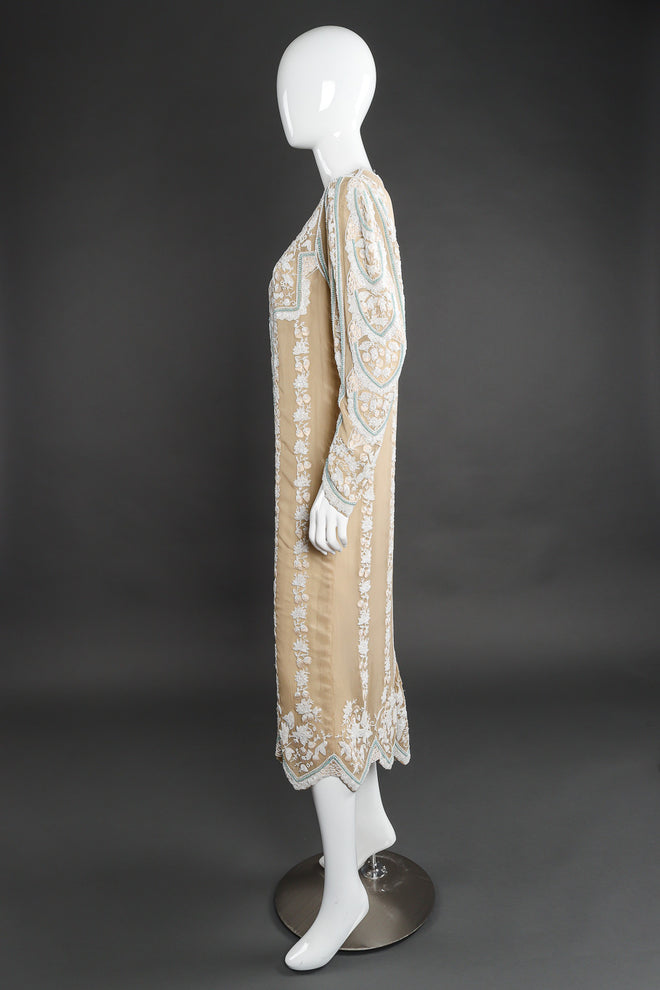Vintage beaded shift dress on mannequin side @recessla
