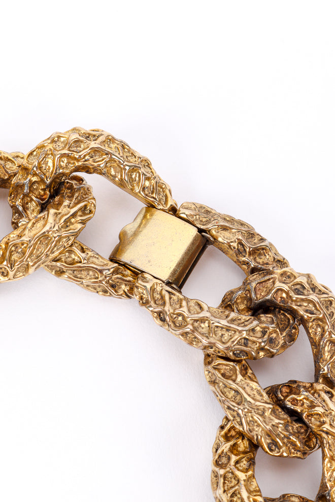 Vintage Les Bernard Chunky Curb Link Cabochon Necklace clasp closure closeup @recessla