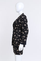 Vintage Valentino Quilted Floral Jacket, Top & Skirt Set side on mannequin @recess la