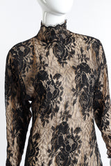 Mock neck lace overlay cut out bodycon dress by Valentino close up of lace and neck on mannequin @Recess LA