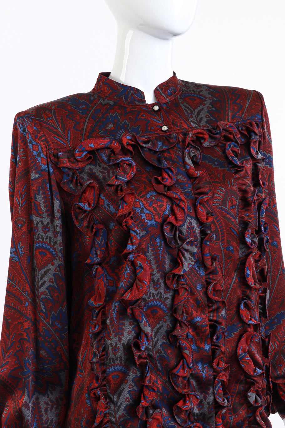 Valentino Miss V Paisley Ruffle Silk Blouse detail @RECESS LA