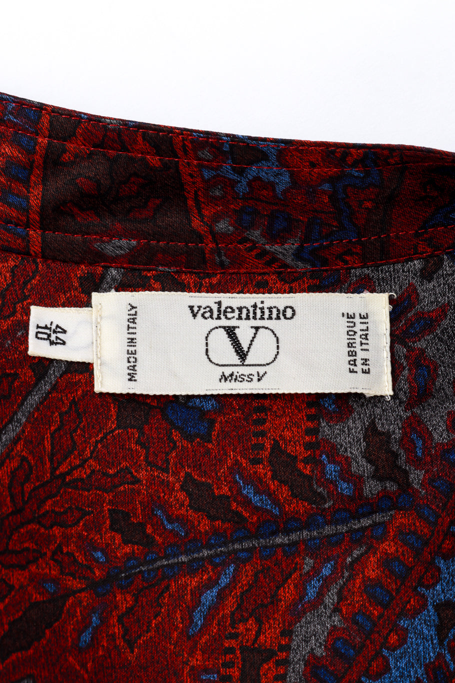 Valentino Miss V Paisley Ruffle Silk Blouse label @RECESS LA