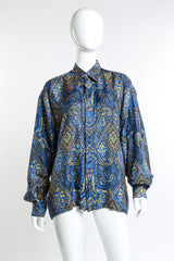 Vintage Versace Classic V2 Paisley Print Blouse front on mannequin @recess la