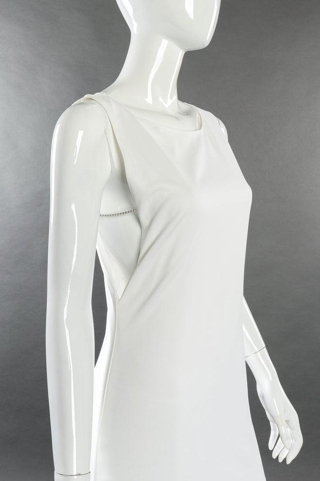 Vintage Versus Gianni Versace Crystal Cutout Sheath Dress 3/4 front on mannequin closeup @recessla