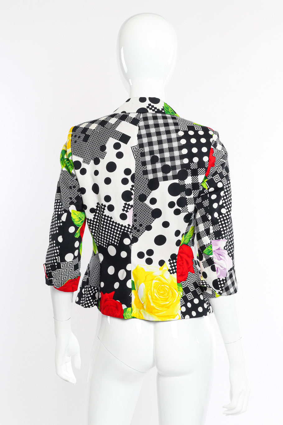 Vintage Versus Versace Floral Checkered Print Jacket back side on mannequin @Recessla