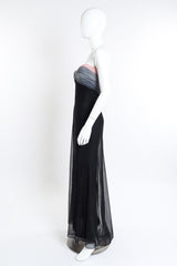 Vintage Vicky Tiel Couture Ruched Ombre Strapless Gown side on mannequin @recessla