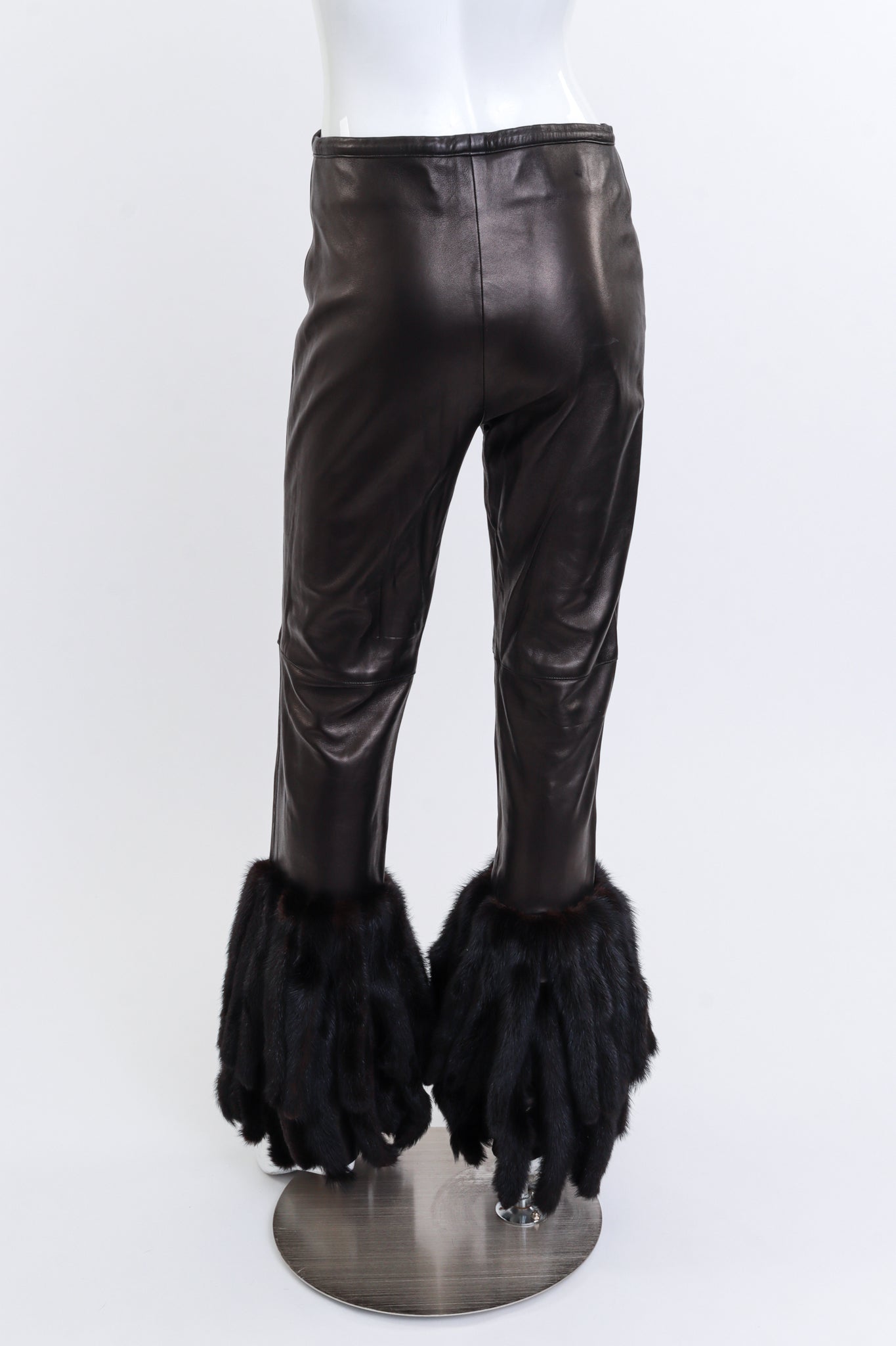 Mink Tail Leather Pant by Victoire on mannequin back @recessla