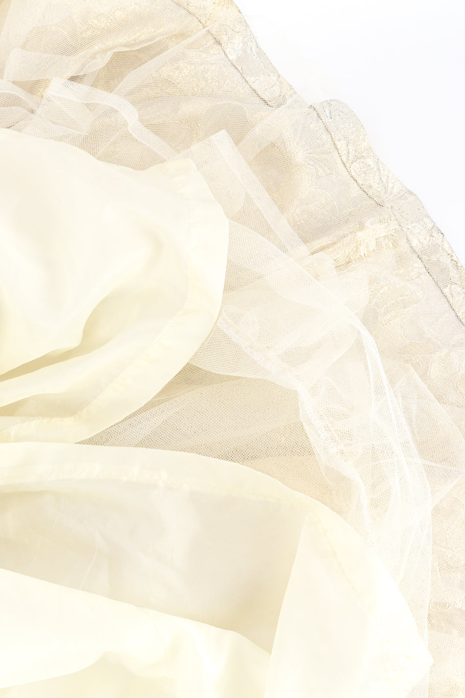Vintage Victor Costa Strapless Floral Lamé Gown tulle petticoat flat closeup @recess la