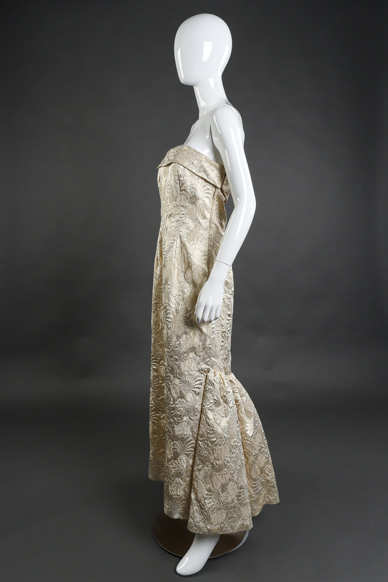 Vintage Victor Costa Strapless Floral Lamé Gown Vintage Victor Costa Strapless Floral Lamé Gown