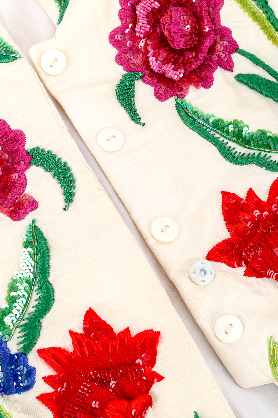 Vintage Victor Costa Sequin Flower Garden Jacket front button closure @recess la